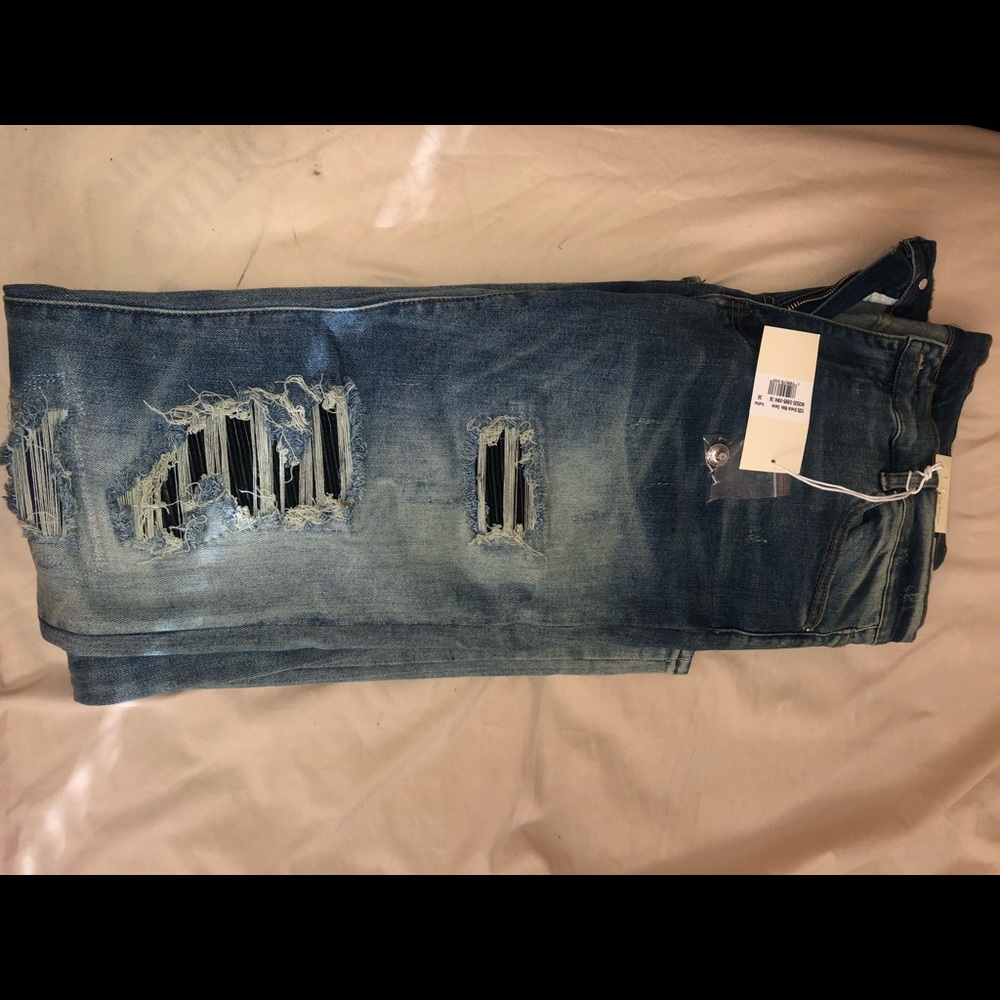 MMML ripped leather patched jeans Brand new